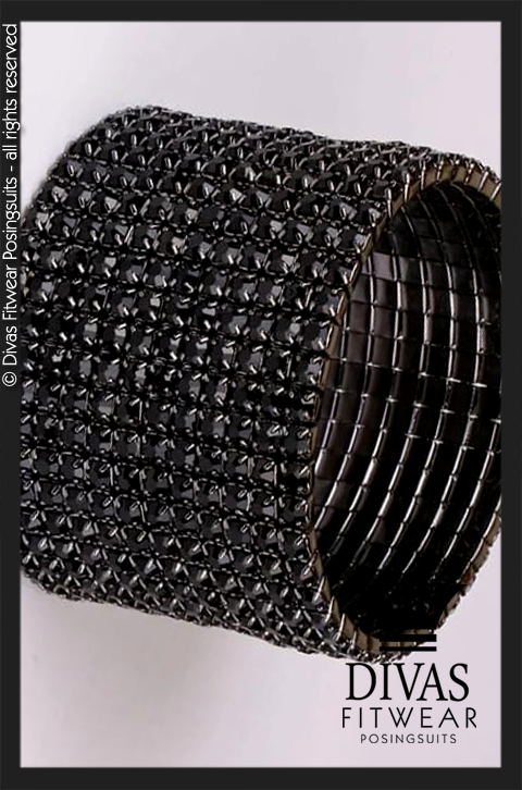 Black Elastic Cuff Bracelet - 12 row