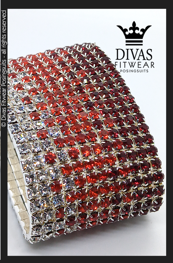 Divas Fitwear Elastic Cuff Bracelet - 12 row red ombre