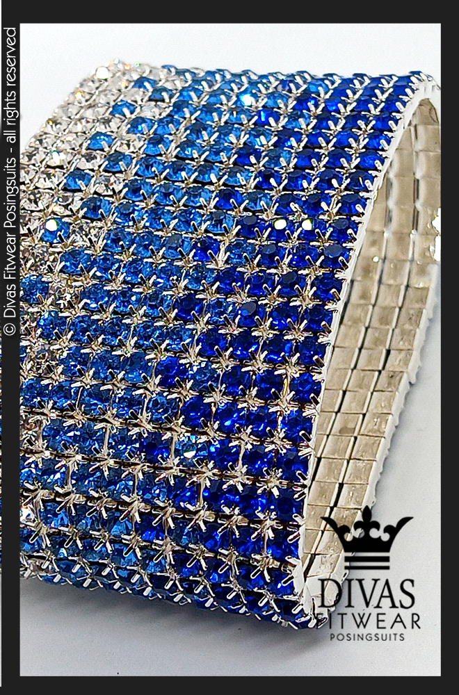 Divas Fitwear Elastic Cuff Bracelet - 12 row blue ombre