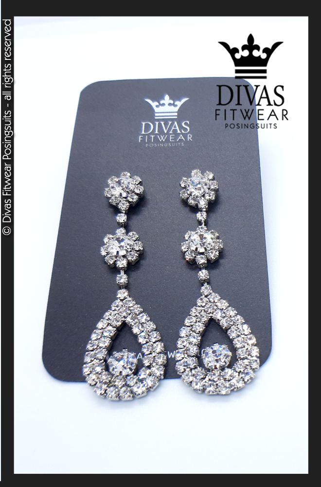 Divas Fitwear Rhinestone Medium Drop Earrings ' Emo'