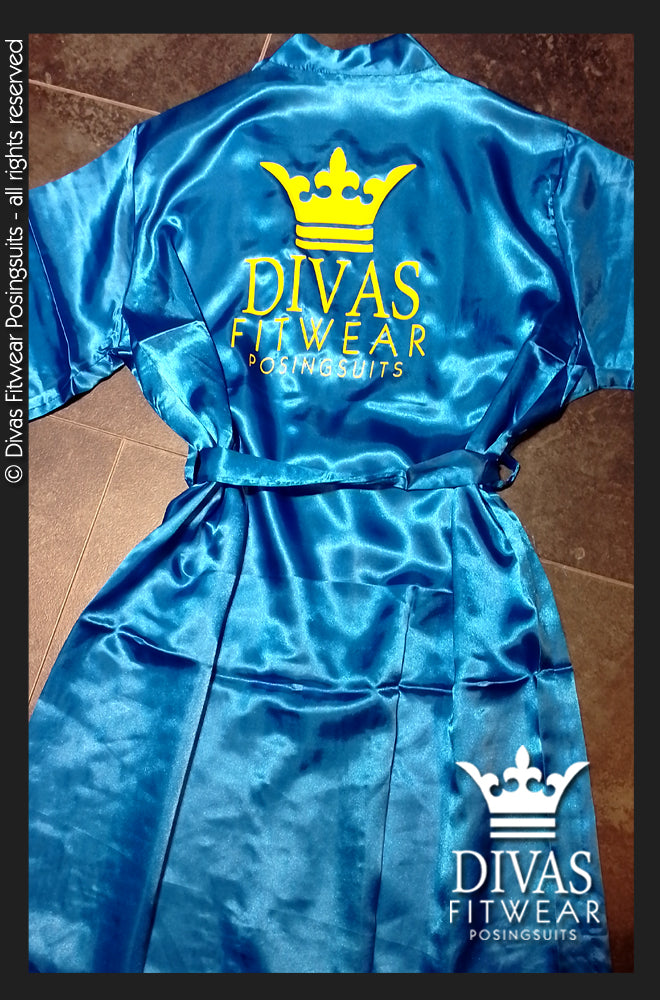 Satin Personalised Backstage Robe - Blue/Yellow