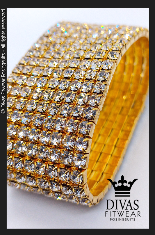 Gold Elastic Cuff Bracelet  - 10 row