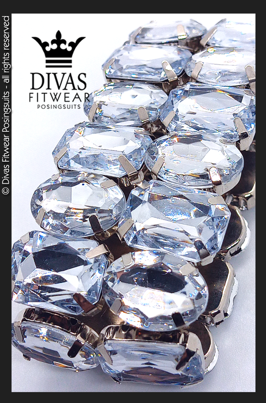 Large Elastic Resin Rhinestone Bracelet - Clear Crystal