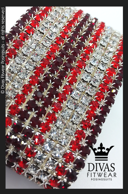 Elastic Cuff Bracelet  - 12 row red tones