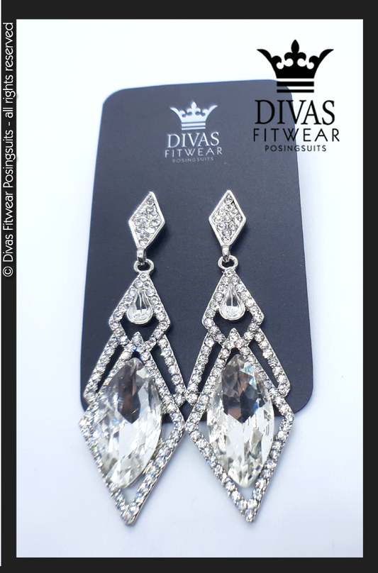 Divas Fitwear Rhinestone Long Drop Earrings ' Blitz´