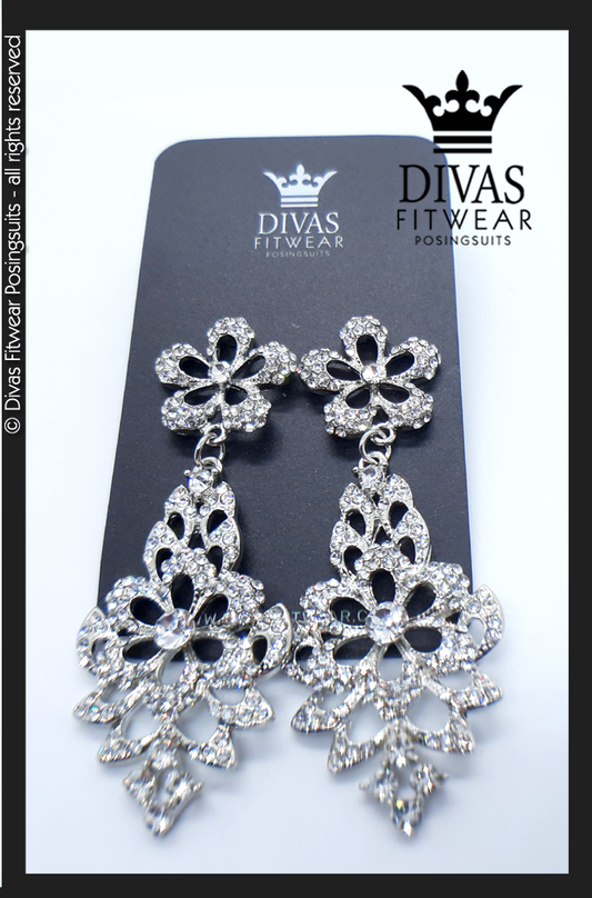 Divas Fitwear Rhinestone Long Drop Earrings ' Rosie'  