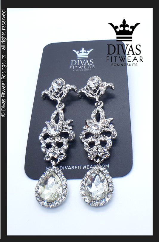 Divas Fitwear Rhinestone Medium Drop Earrings ' Steph' 