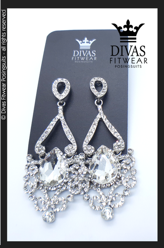 Divas Fitwear Rhinestone Long Drop Earrings ' Lush'  