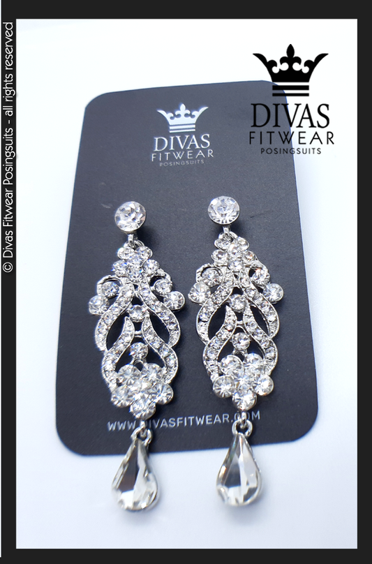 Divas Fitwear Rhinestone Long Drop Earrings 'Logan' 