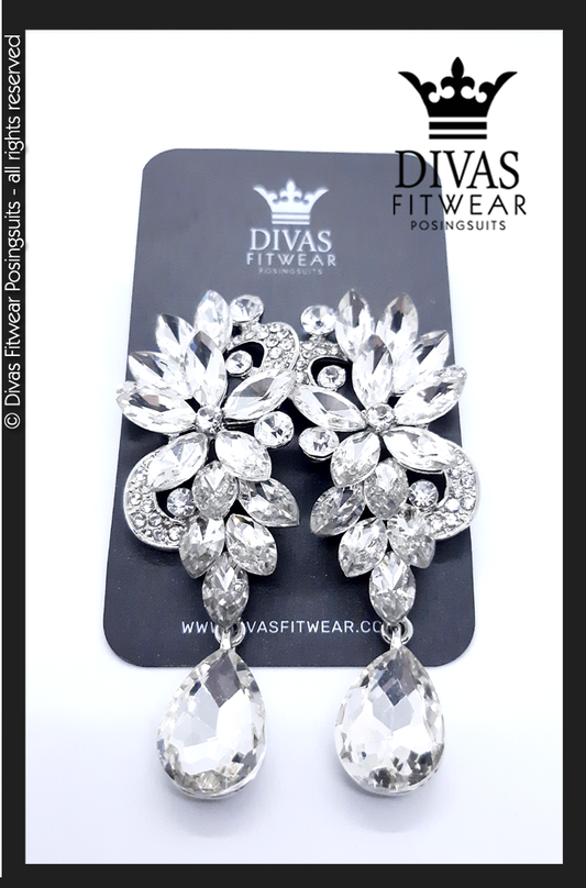 Divas Fitwear Rhinestone Long Drop Earrings ' Petra' 