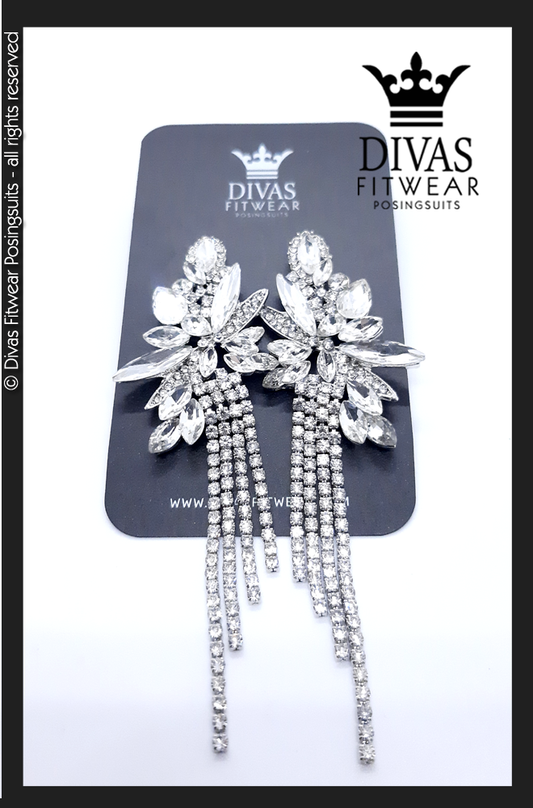 Divas Fitwear Rhinestone Long Drop Earrings ' Soha' 