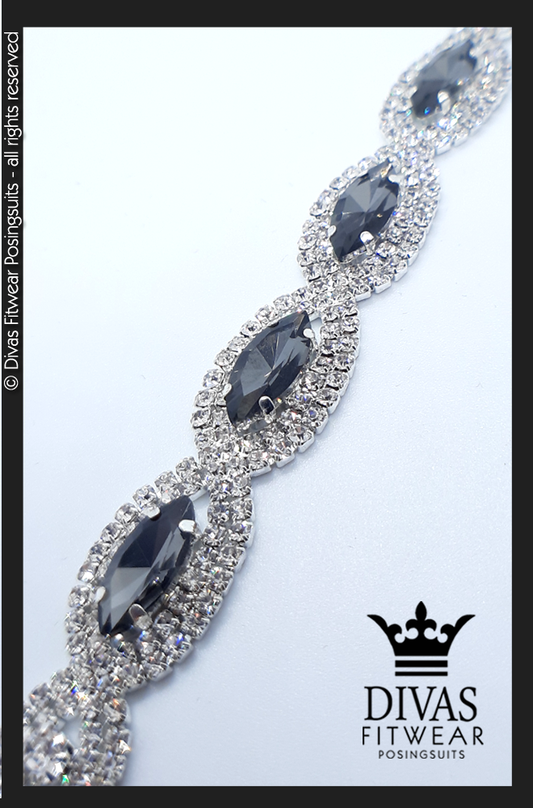 Divas Fitwear Czech Rhinestone Bracelet  - ' Gris' 