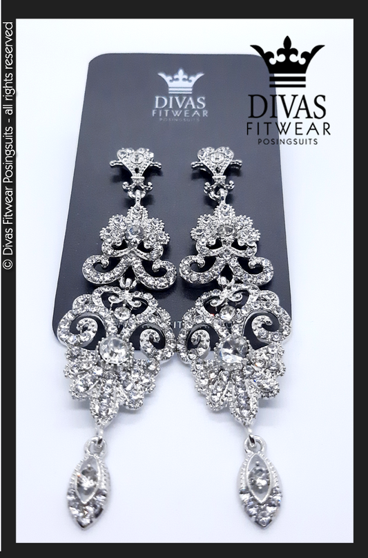 Divas Fitwear Rhinestone Long Drop Earrings ' Sonja' 