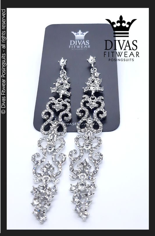 Divas Fitwear Rhinestone Long Drop Earrings ' Native' 