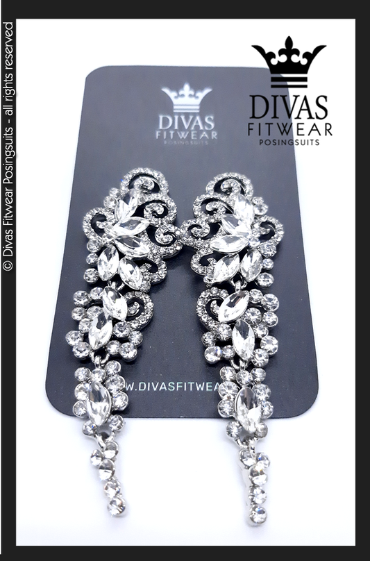 Divas Fitwear Rhinestone Long Drop Earrings ' Anita' 