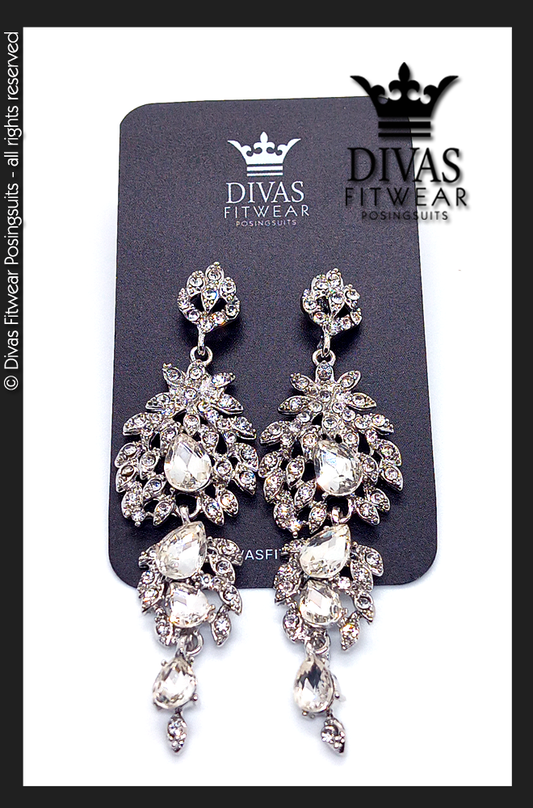 Divas Fitwear Rhinestone Long Drop Earrings 'Evan' 