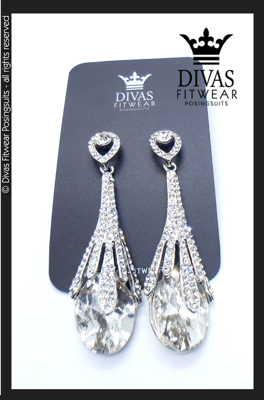 Divas Fitwear Rhinestone Long Drop Earrings ' Sofia´