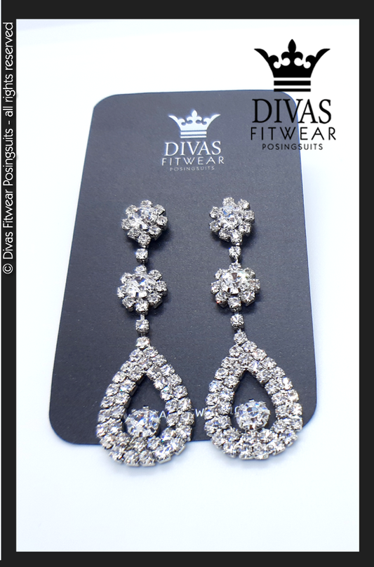 Divas Fitwear Rhinestone Medium Drop Earrings ' Emo' 