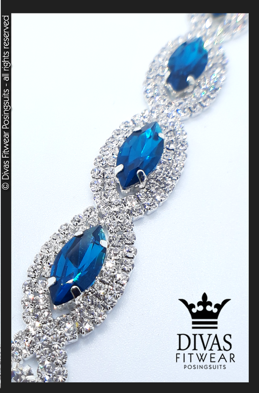 Divas Fitwear Czech Rhinestone Bracelet  - ' Azul' 